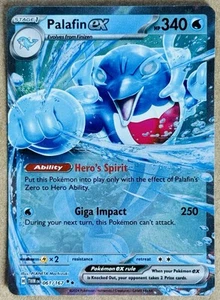 POKÉMON MASCHERA CREPUSCOLARE PALAFIN EX DOPPIO RARO FULL ART HOLO 061/167 QUASI NUOVO + QUANTITÀ - Foto 1 di 2