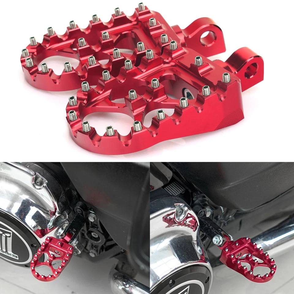 CNC Wide Fat Foot Pegs MX Style Front or Rear Footpegs For Harley Dyna Sportster - Imagem 1 de 4