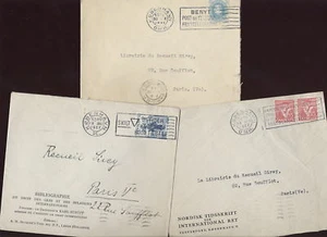 DENMARK 1931-7 SLOGAN CANCELS 3 COVERS to LIBRARY PARIS - Picture 1 of 1