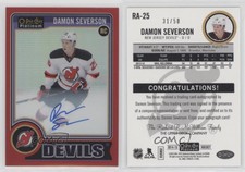 2014-15 O-Pee-Chee Platinum Red Rainbow /50 Damon Severson #RA-25 Rookie Auto RC