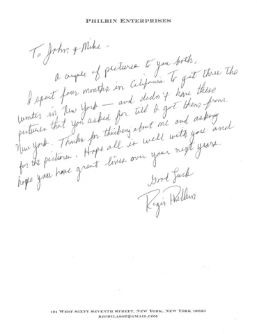REGIS PHILBIN HAND SIGNED+HAND WRITTEN LETTER ON PHILBIN LETTERHEAD+COA     RARE Cover