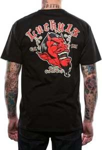 Authentic LUCKY 13 Devil Grease Gas And Glory Rockabilly T-Shirt S-4XL NEW - Picture 1 of 4