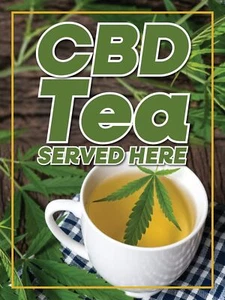CBD Tea | Letrero de exhibición de ventana al por menor | 18" W x 24" H - Imagen 1 de 2