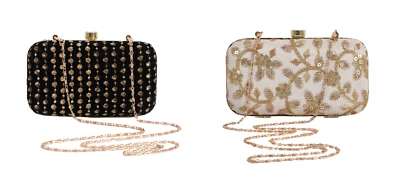 4 piezas Mujeres Baile de graduación Cartera Caja Bolso de mano Noche Fiesta Bolso sin asas Étnico Nupcial Boda Bolso Foto 1 de 4