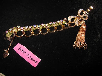 BETSEY JOHNSON VINTAGE BOWS COLLECTION RIBBON BOW BLING BRACELET - Image 1 of 3