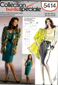 Burda Sewing Pattern Women's JACKET TOP SKIRT 5414 Size 10-12-14-16 UNCUT - Picture 1 of 2