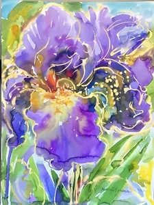 LILA IRIS 6.Original Aquarell Gemälde - Bild 1 von 12