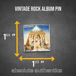 Vintage Original 80s Iron Maiden Album Cover Square Band Concert Tour Pin Button - Picture 1 of 2