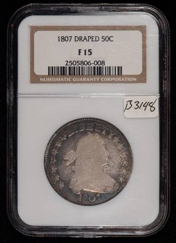 1807 50c Draped Bust Silver Half Dollar - NGC F 15 - SKU-B3148 Cover