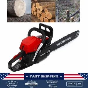 58CC Gasoline Chainsaw 20" Bar Powered Engine Wood Cutting Gas Chain Saw 12V - Picture 1 of 12
