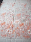Vtg Fabric Curtain Semi Sheer Seeded Voile Peach Floral Panel Print 80"L x 66"W