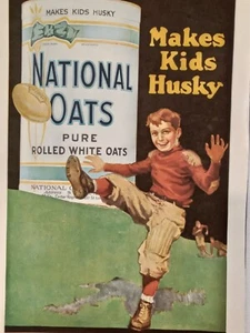 National Oats 1919 Print Advertisement Original Makes Kids Husky Football Punter - Picture 1 of 2