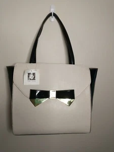 NWT Ann Klein Cream & Black Shoulder Bag - Picture 1 of 10