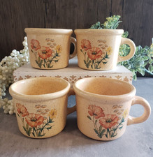 Vintage Treasure Craft Wildflowers Coffee/Tea Mugs - Set of 4