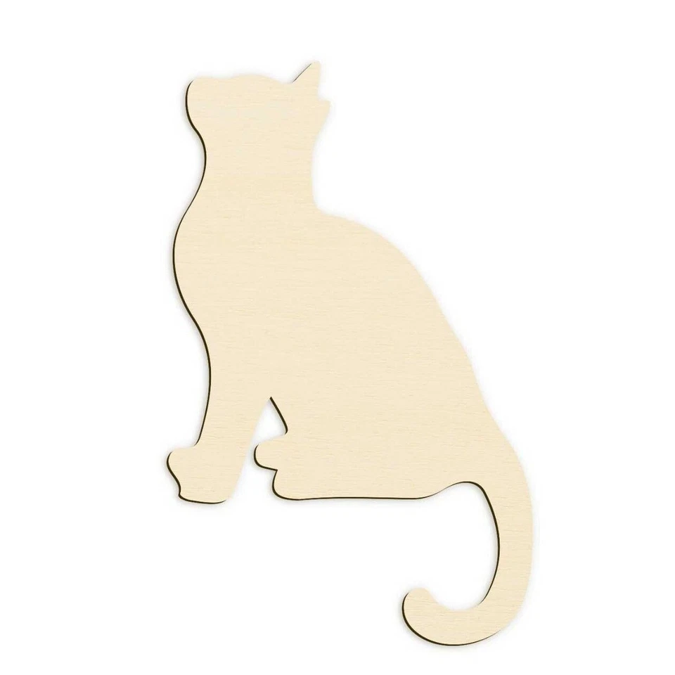 Katze Holz Deko zum Bemalen Basteln Wanddeko Material Größe Wählbar -V1 - Bild 1 von 1