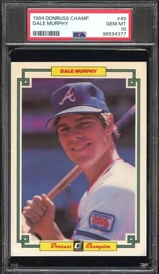 Tarjeta Jumbo Dale Murphy 1984 Donruss Champions #49 Atlanta Braves PSA 10 ⚾️🪓🌟 Foto 1 de 2