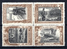 GB WW1 PROPAGANDA Stamp BLOCK Anti-German Lusitania/Edith Cavell Mint MNH SS3986