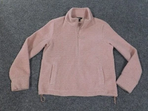 Maglione Eddie Bauer donna rosa medio 1/4 zip pullover sherpa pile maglia pesante - Foto 1 di 10