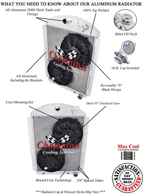 1941 - 1946 Chevrolet Truck - Champion 3 Row Radiator with Dual 10in Fans Foto 1 de 4