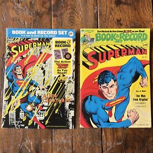 Lot of 2x Superman Book and Record Set 1975, 1978