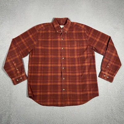 Camisa masculina Territory Ahead grande ferrugem marrom xadrez veludo botão para baixo casual - Imagem 1 de 4