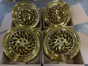 18x9.5 +35 Aodhan DS03 5x100 Gold Vacuum Wheels (Used Set) - Picture 1 of 6