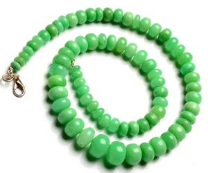 Collar de 17" con gemas de crisoprasa natural tamaño 6 a 12 mm cuentas lisas en forma de rondelle - Imagen 1 de 11