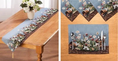 Spring Floral Fabric Table Linens Tapestry Placemat Runner Easter Kitchen Dining - Image 1 of 3