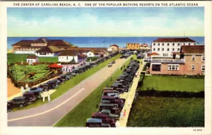 CAROLINA BEACH, CAROLINA DEL NORTE - CALLE CONCURRIDA - POSTAL DE LINO VINTAGE - Imagen 1 de 2