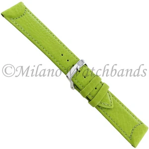 22mm Milano Green Genuine Leather Padded Stitched Men's Watch Band - Picture 1 of 4