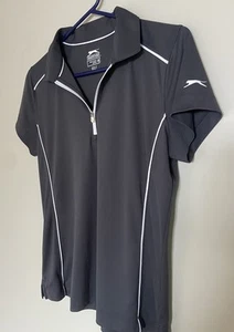 Womens M Slazenger Gray 1/4 Zip Lightweight S/S Polo Shirt (19"x24") Used Once ! - Picture 1 of 5