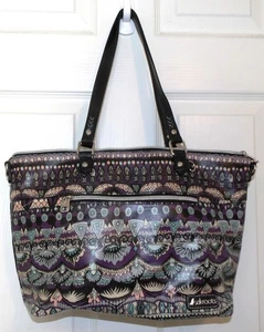 Excellent Purple/Aqua Print SAKROOTS Vinyl Top Zip Handbag - Picture 1 of 3