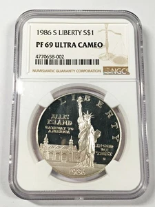 1986 S Statue of Liberty Silver Dollar NGC PF69 Ultra Cameo - Picture 1 of 2