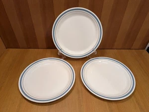 (3) Corelle INDIGO SLATE Blue Gray Stripe LUNCHEON/SALAD Plates 8.5" Lot Set EUC - Picture 1 of 7