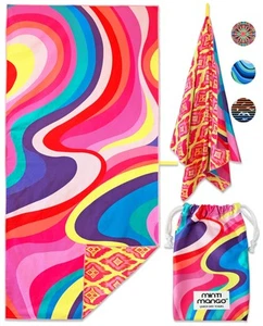Microfiber Beach Towel Oversized 71"X32" Lightweight -Quick Dry Sand Free Dou... - Picture 1 of 9