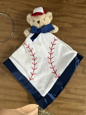 Manta/Lovey de seguridad Dan Dee de oso de béisbol sonajero Blankie Foto 1 de 4