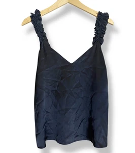 Cami NYC Womens Black Silk Ruffled Straps Sleeveless V-Neck Tank Top (Small) - Picture 1 of 3