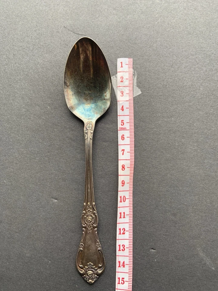 1847 Rogers Bros. 6" Silver Fancy Floral Roses Spoon - Image 1 of 2