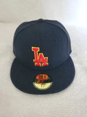 NEW ERA 59 FIFTY MLB LOS ANGELES DODGERS HEMP BLACK RED FITTED HAT SZ 7 1/8 MENS - Image 1 of 4