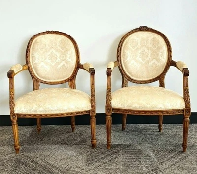 Louis XVI Oval Back Fauteuil Chairs - Image 1 of 4