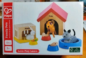 Hape 12 Pcs Family Pets Toy House👨‍🎓 Educational 3 Years+ Love Play Learn👨‍🎓 - Picture 1 of 4