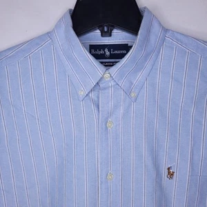 Ralph Lauren Shirt Mens 16.5 Striped Blue Pony Classic Fit Cotton - Picture 1 of 11
