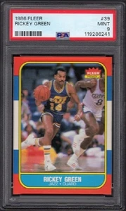 1986-87 Rickey Green Fleer Basketball Card #39 Graded PSA 9 Mint (MT) - Picture 1 of 2