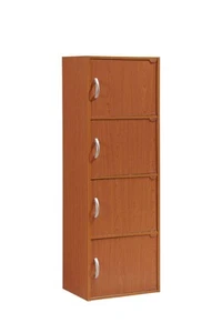 IMPORT 4-Shelf Bookcase Cabinet, Cherry - Picture 1 of 5
