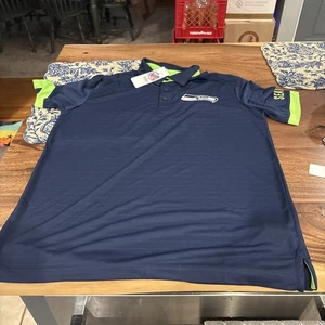 HERREN NFL S/S SEATTLE SEAHAWKS Poloshirt Größe Large marineblau/grün neu mit Etikett - Bild 1 von 7