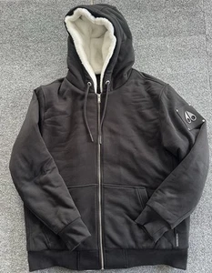 Moose Knuckles Men’s Sherpa Lined Hoodie Jacket XL Black Full Zip Fleece - Picture 1 of 17