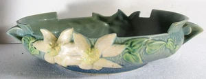 ROSEVILLE ART POTTERY MAGNOLIA PATTERN WIDE HANDLED BOWL, PLANTER - Picture 1 of 5