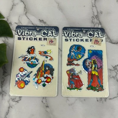 Vintage Vibra Cal Stickers Lot 2 New Space Sci-Fi Metallic Prism 80s Planets - Image 1 of 2