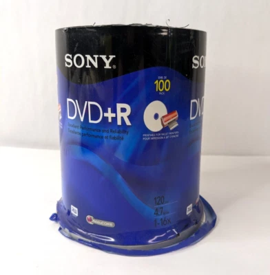 Sony DVD+R 4.7GB 100 Pack 120min 1-16X Optical Media Storage - Image 1 of 3