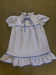 Vintage 50s Blue Plaid Girls Dress Size 5 - Picture 1 of 6